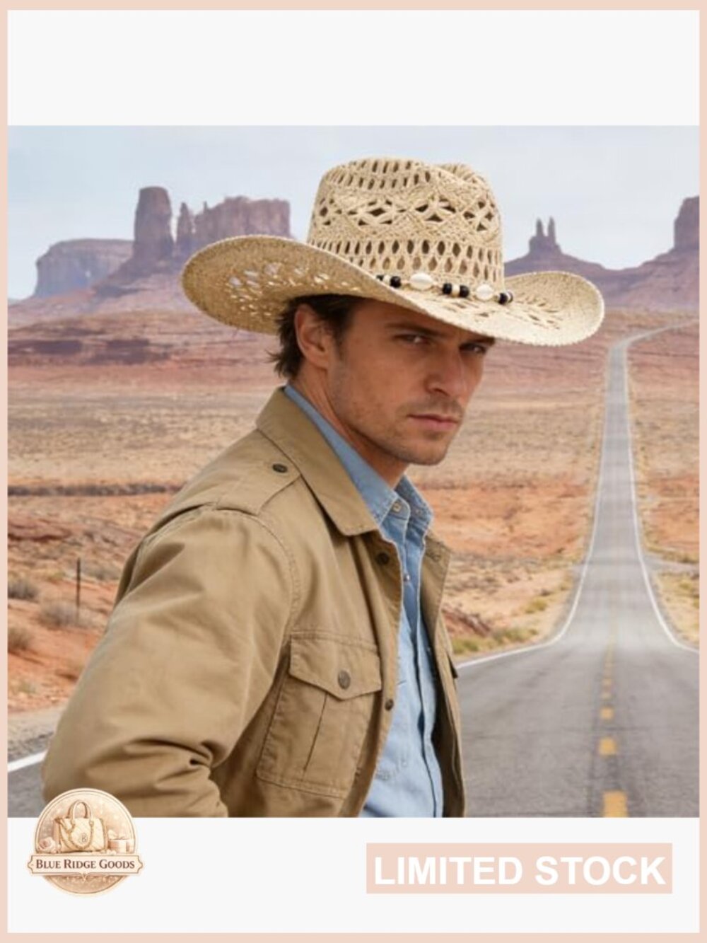 Wide Brim Straw Cowboy Hat with Interchangeable Bands Women Sun Hat - Picture 4 of 7